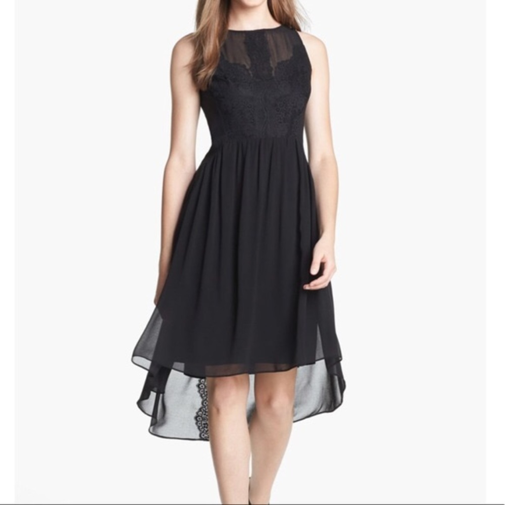 Vince Camuto Sheer Black High Low Sheath Dress 6 - Picture 2 of 5